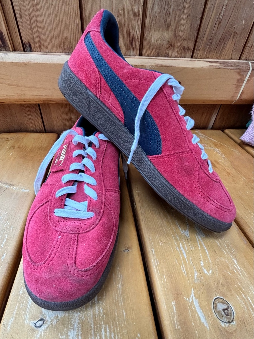 Puma Palermo "Club Red/Club Navy" Suede Sneakers (396463-09) - Size US 10